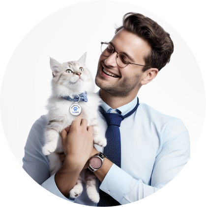 man with cat